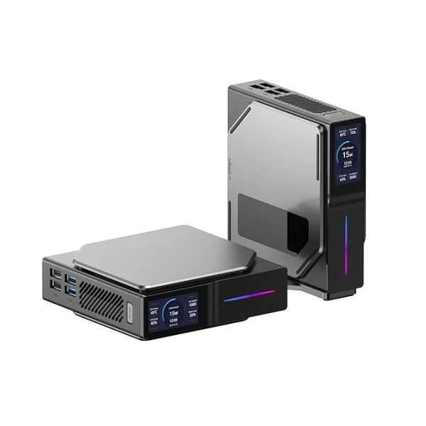 SKULLSAINTS Agni Mini PC – 12th Gen Alder Lake-N95, 16GB DDR4 + 512GB M.2 Storage, Vibrant LCD Screen, M.2 SSD, Mini Tower with RGB Lights, WiFi 6, 4K UHD, Dual LAN for Home and Office